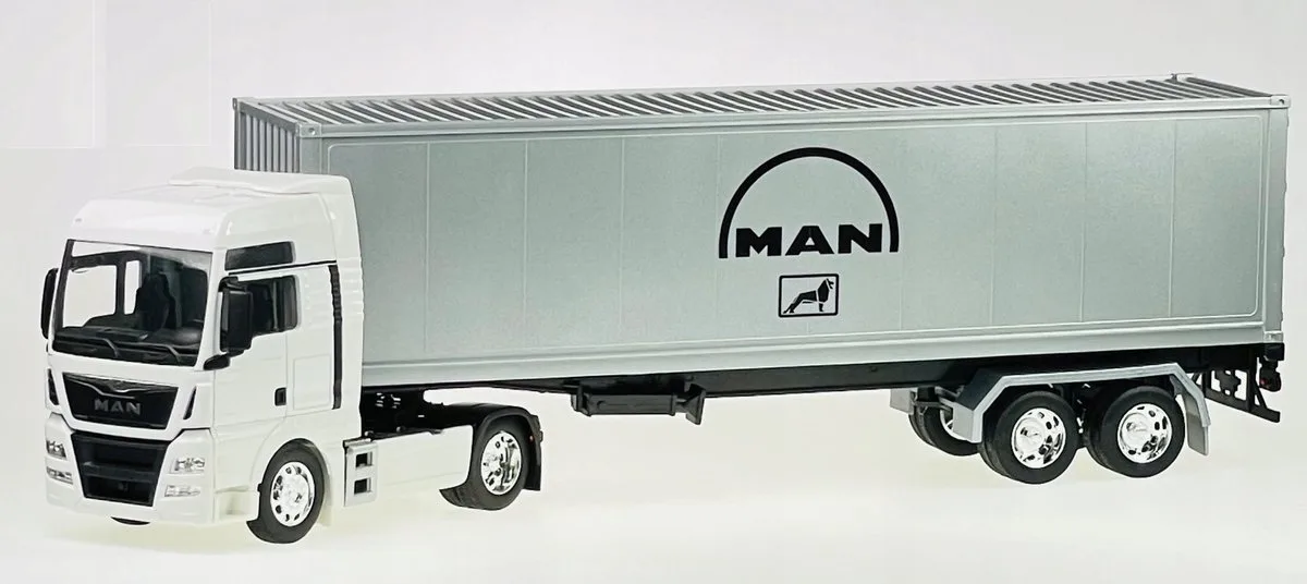 MAN TGX Vrachtwagen met Trailer 1:32 Metaal Nieuw Model van Welly in Wit – productfoto
