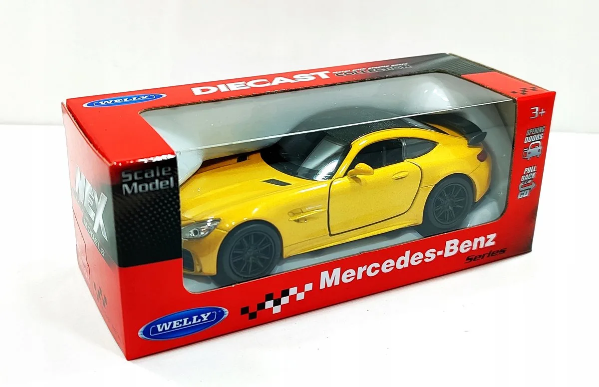 Mercedes-AMG GT R modelauto 10cm van Welly in Geel – productfoto