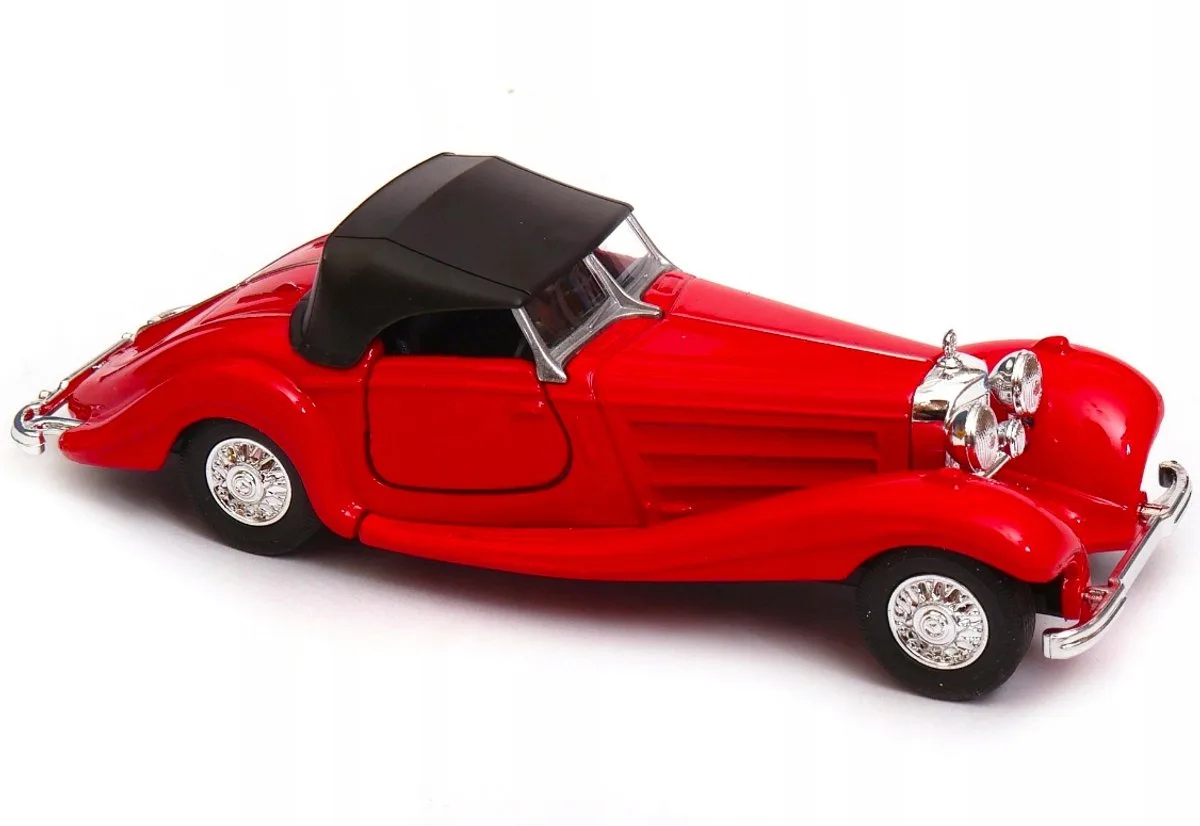Mercedes Benz 500K Soft Top Metalen Modelauto Schaal 1:34 von Welly in Rot – Produktfoto