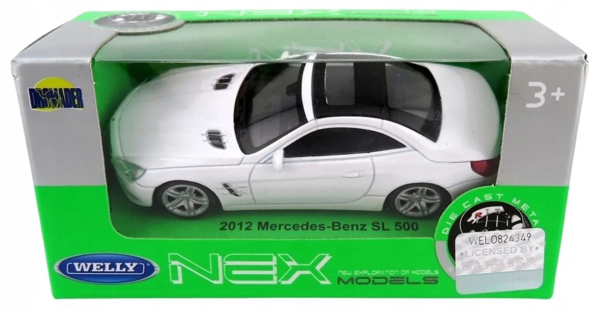 Mercedes-Benz SL 500 2012 modelauto Schaal 1:43 von Welly in Weiß – Produktfoto