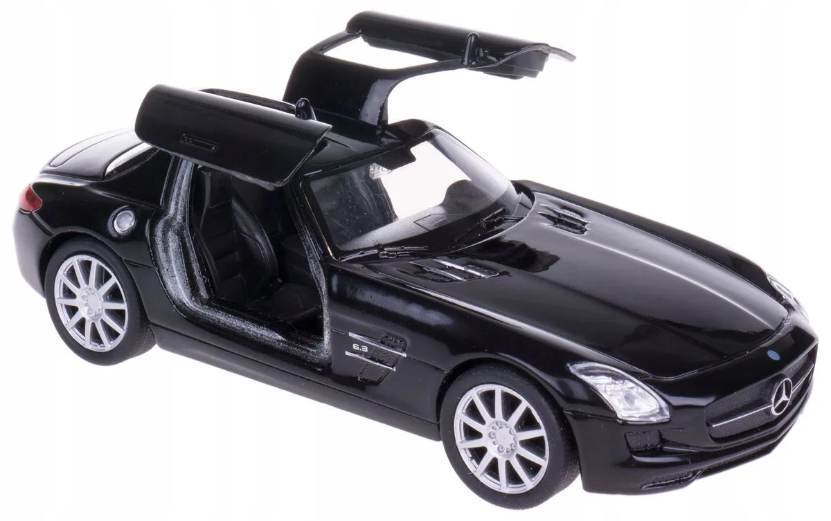 Mercedes-Benz SLS AMG Model Auto Schaal 1:32 Metaal från Welly i Svart – produktbild
