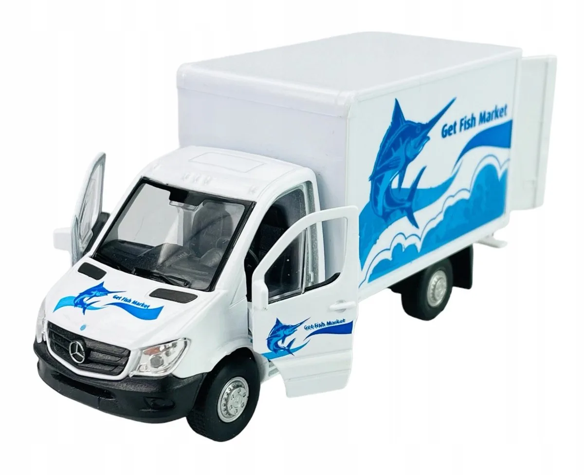 Mercedes-Benz Sprinter Cargo Box Metaal modelauto 1:34 von Welly in Weiß – Produktfoto
