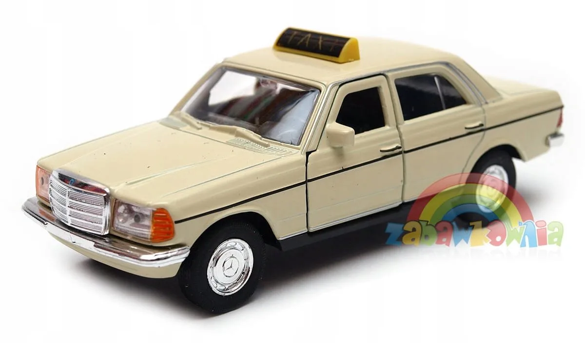 Mercedes-Benz W123 Taxi Modelauto 1:34 fra Welly i Beige – produktbillede