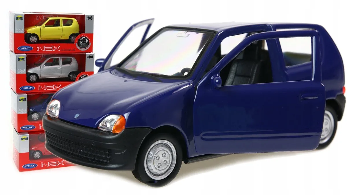 Metalen Fiat Seicento Modelauto från Welly i Blå – produktbild