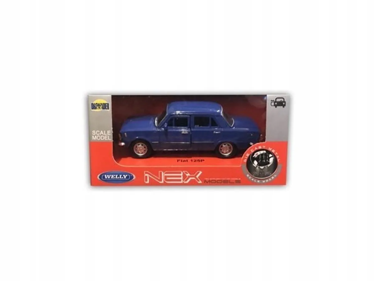 Metalen Modelauto Fiat 125p 1:34 fra Welly i Blå – produktbillede
