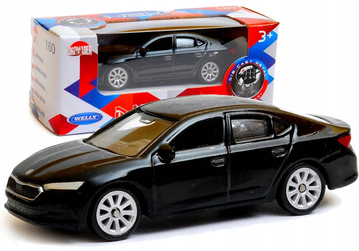 Metalen Modelauto Skoda Octavia Nieuw 1:60 från Welly i Svart – produktbild