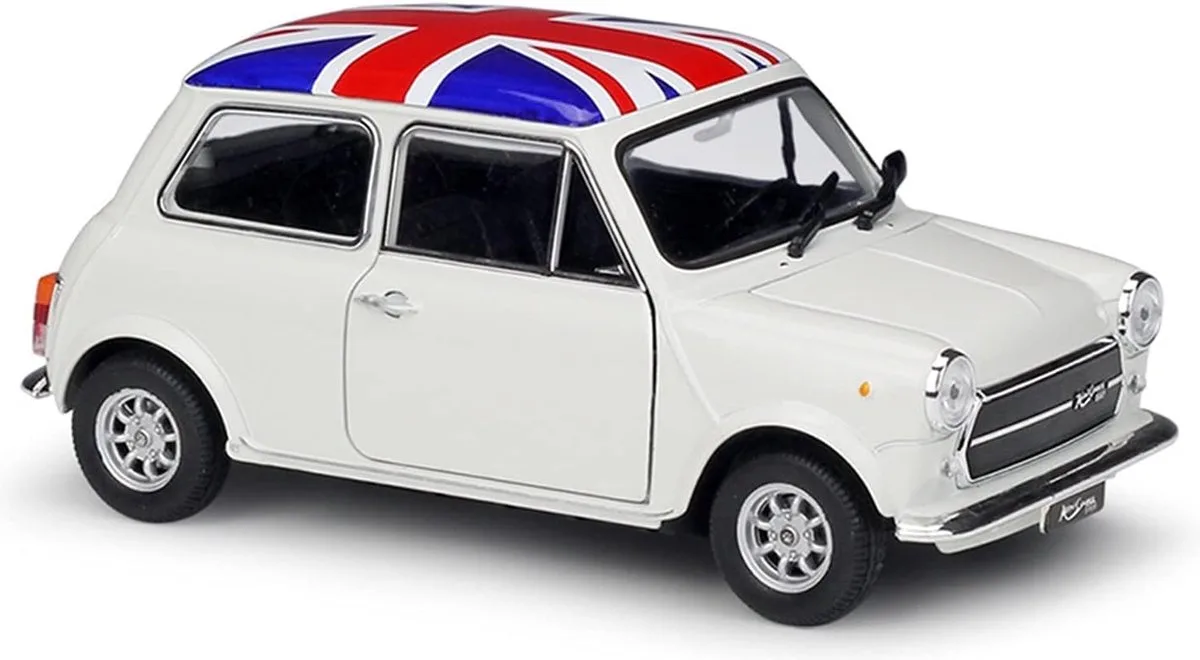 Mini Cooper 1300 met vlag Verenigd Koninkrijk) (10 cm) 1/43 Welly Nex [Modelauto - Schaalmodel - Miniatuurauto] fra Welly i Hvid – produktbillede