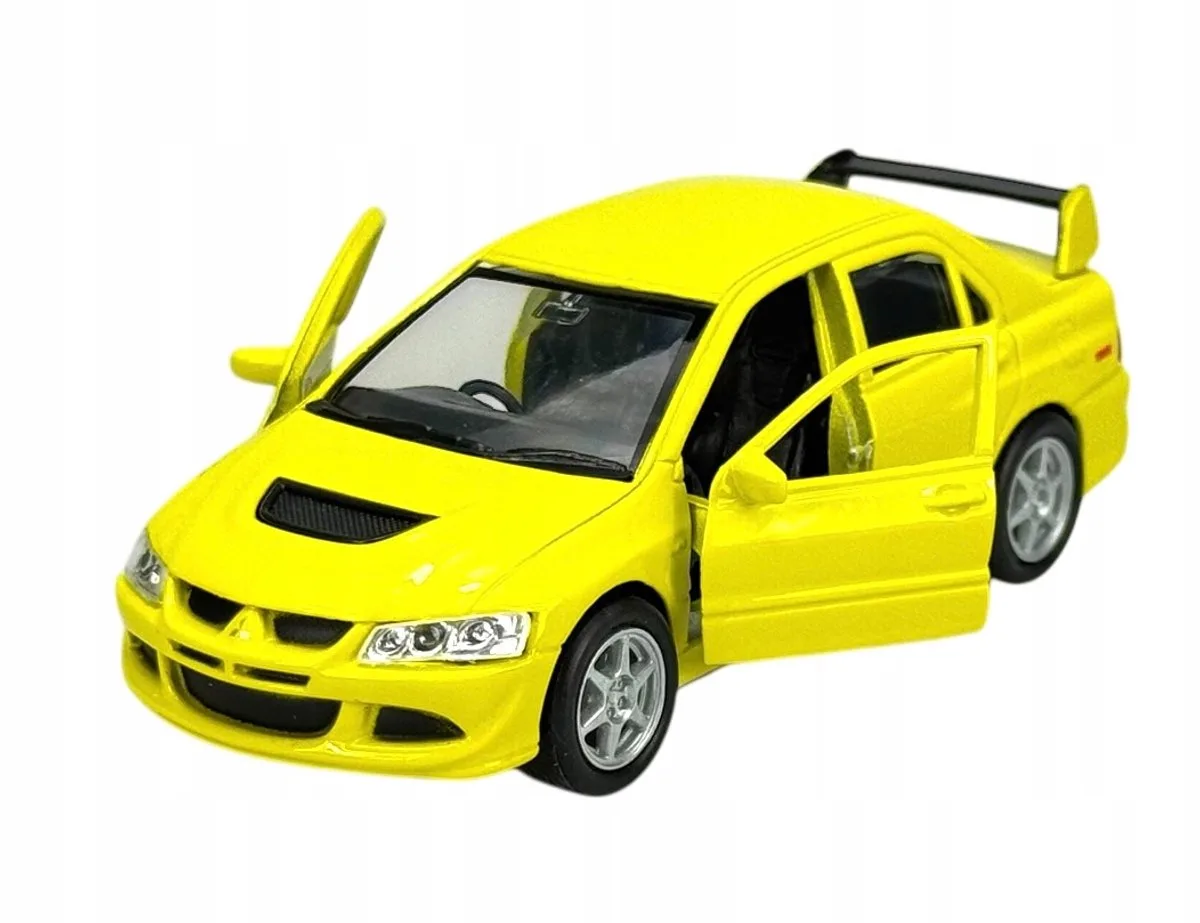 Mitsubishi Lancer Evolution VIII Geel Metaal 1:34 Speelgoedauto från Welly – produktbild