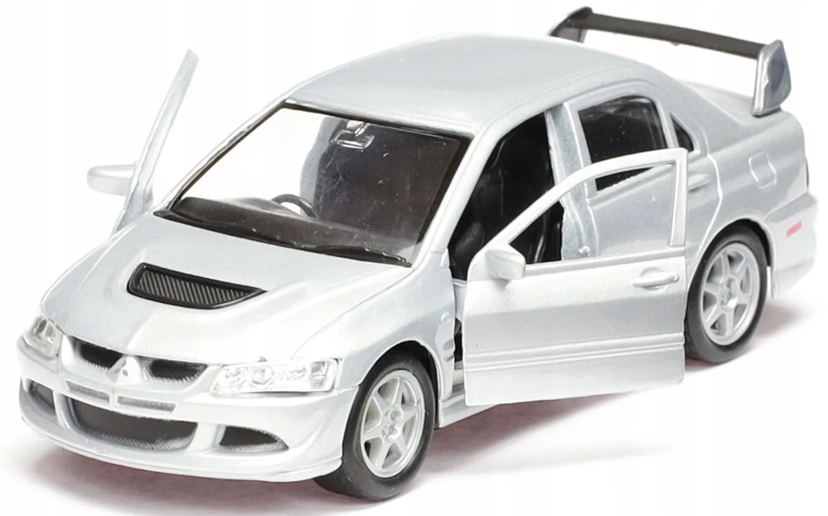 Mitsubishi Lancer Evolution VIII modelauto schaal 1:34-1:39 zilver fra Welly – produktbillede