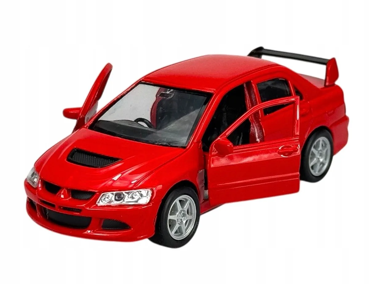 Mitsubishi Lancer Evolution VIII rood metaal 1:34 nieuw model från Welly – produktbild