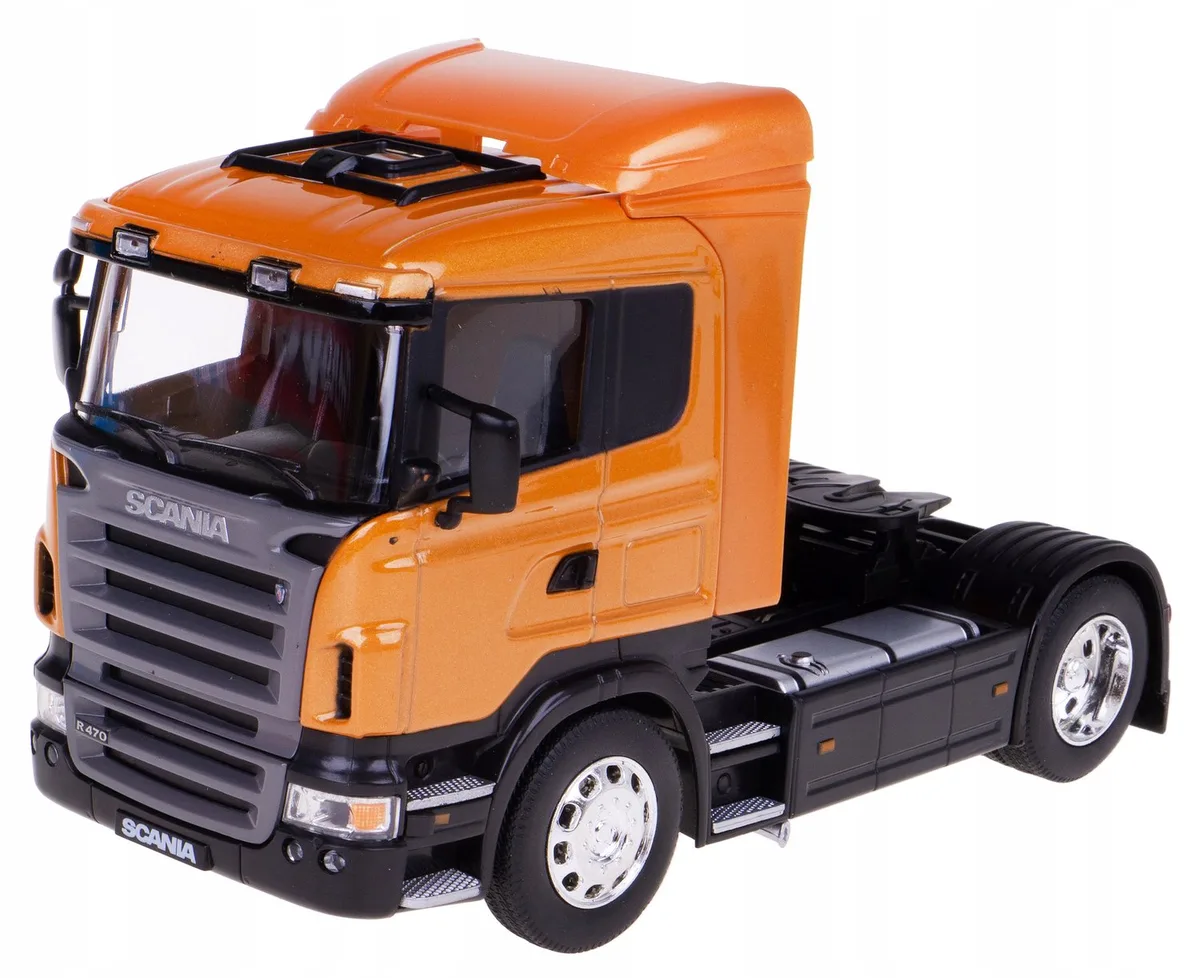 Model vrachtwagen Scania R470 schaal 1:32 oranje från Welly – produktbild
