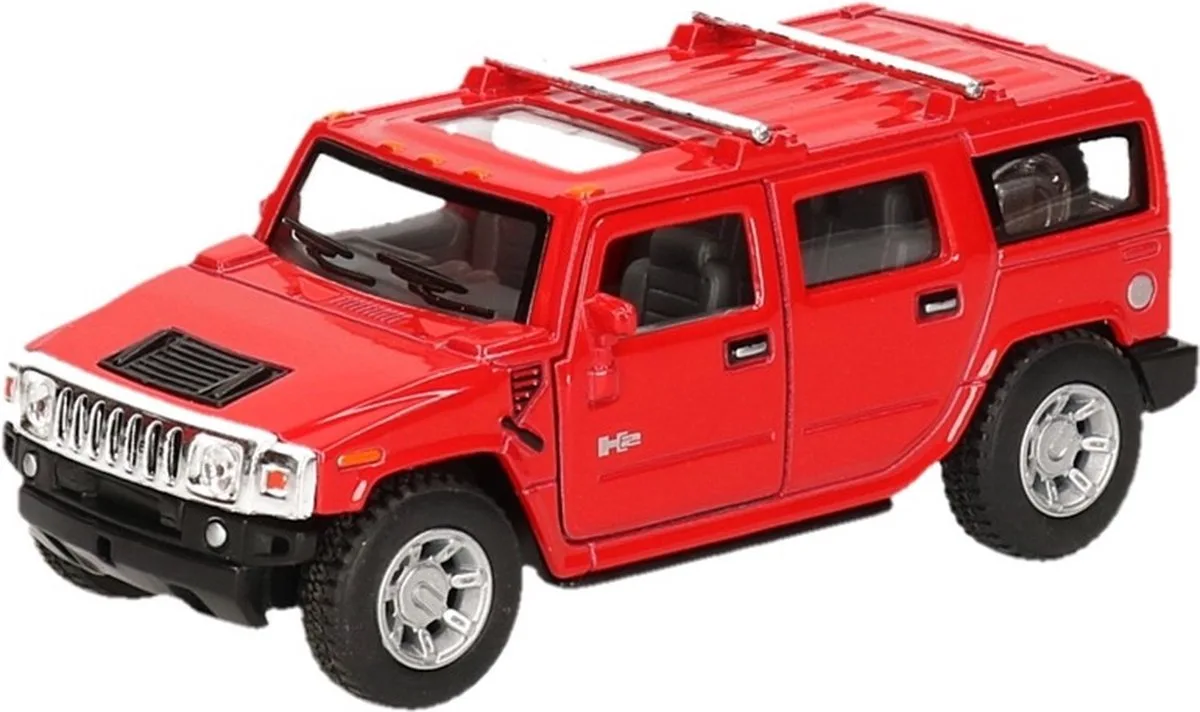 Modelauto Hummer H2 SUV - speelgoed wagen - 12,5 cm - metaal van Welly in Rood – productfoto