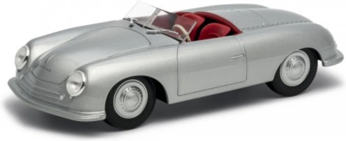 Modelauto Porsche 356 Roadster 1948 16 x 7 x 5 cm - Schaal 1:24 - Speelgoedauto - Miniatuurauto by Welly in Silver – product photo