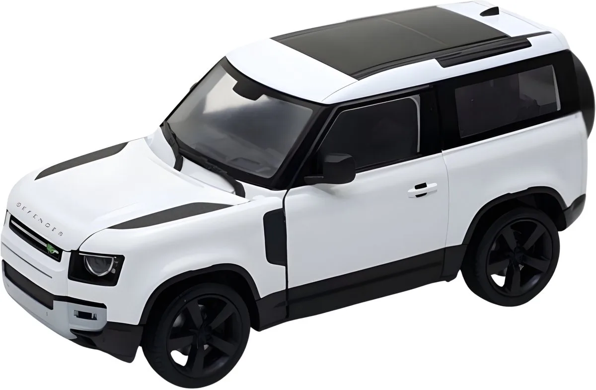 Modelauto / speelgoedauto - Land Rover Defender 2020 - 8 x 8 x 18 cm - schaalmodel van Welly in Wit – productfoto