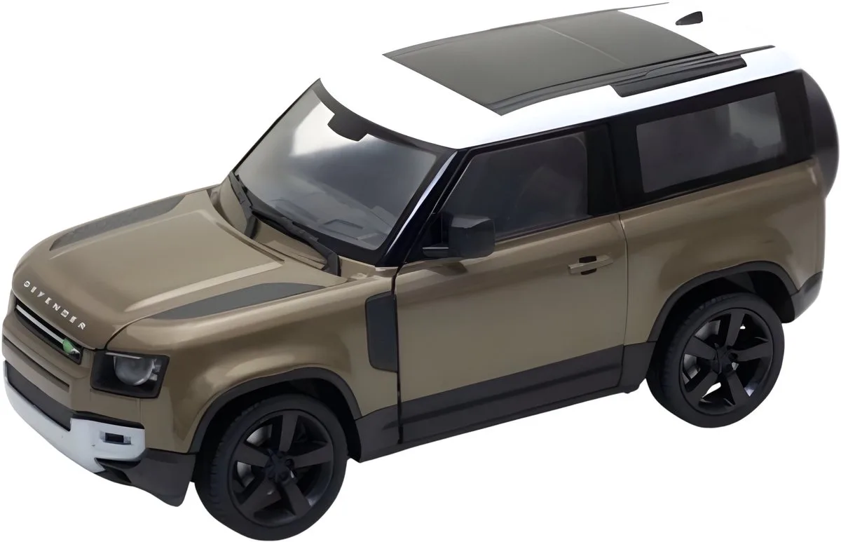Modelauto / speelgoedauto - Land Rover Defender 2020 - 8 x 8 x 18 cm - schaalmodel fra Welly i Brun – produktbillede