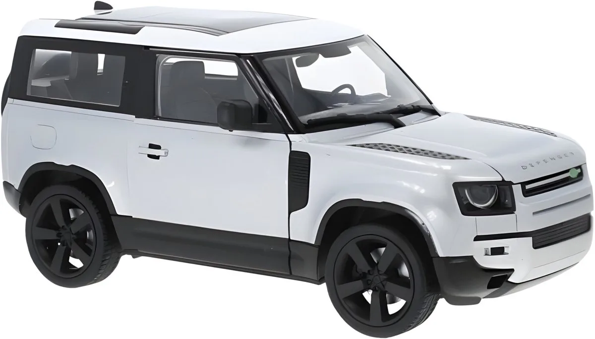 Modelauto / speelgoedauto - Land Rover Defender 2020 - 8 x 8 x 18 cm - schaalmodel van Welly in Zilver – productfoto