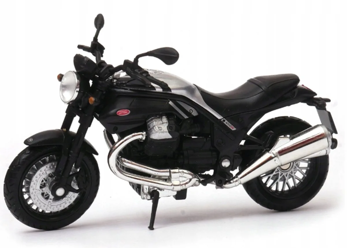 Modelmotor schaal 1:18, metalen miniatuur motorfiets fra Welly i Sølv – produktbillede