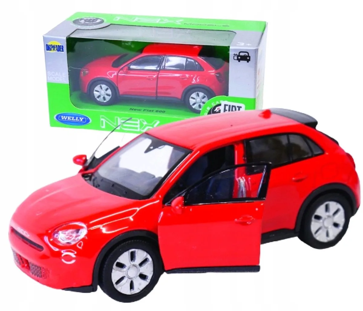 New Fiat 600E Modelauto 1:34 - Metaal de Welly en Rouge – photo du produit