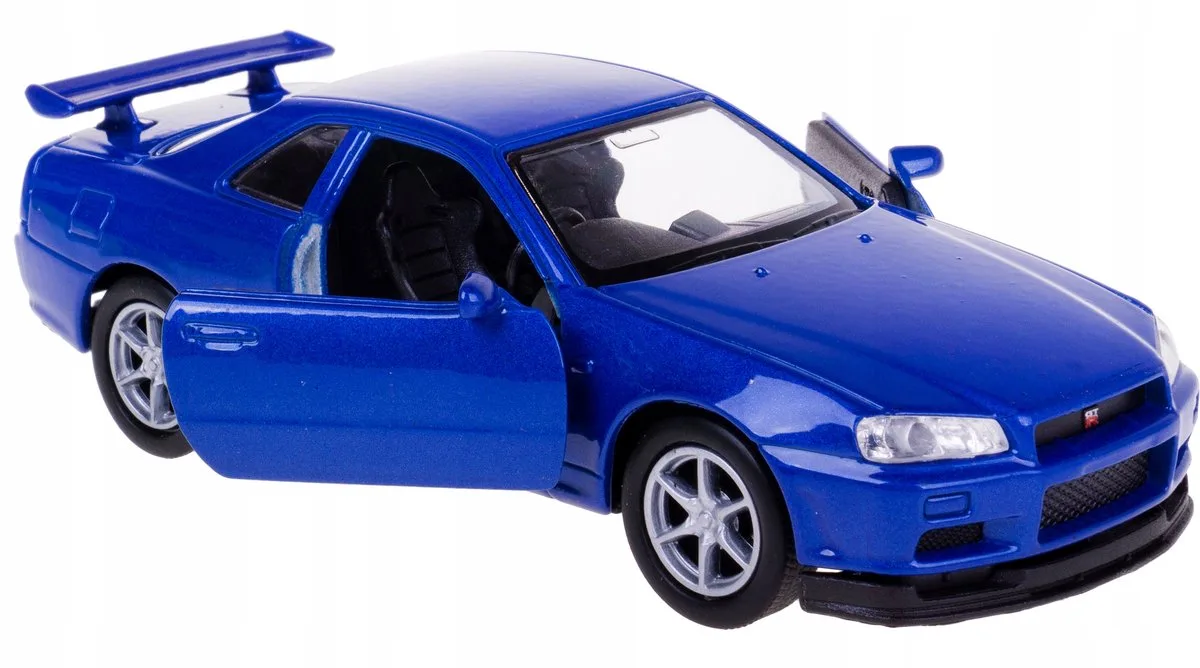 Nissan Skyline GT-R R34 Modelauto Metaal 1:34/39 von Welly in Blau – Produktfoto