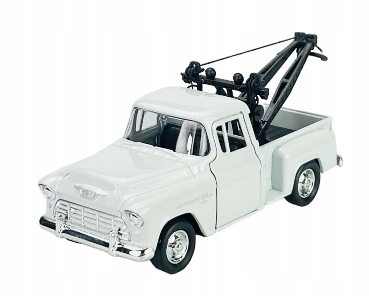 Old Timer 1955 Chevy Stepside Sleepwagen Metaal 1:34 fra Welly i Hvid – produktbillede