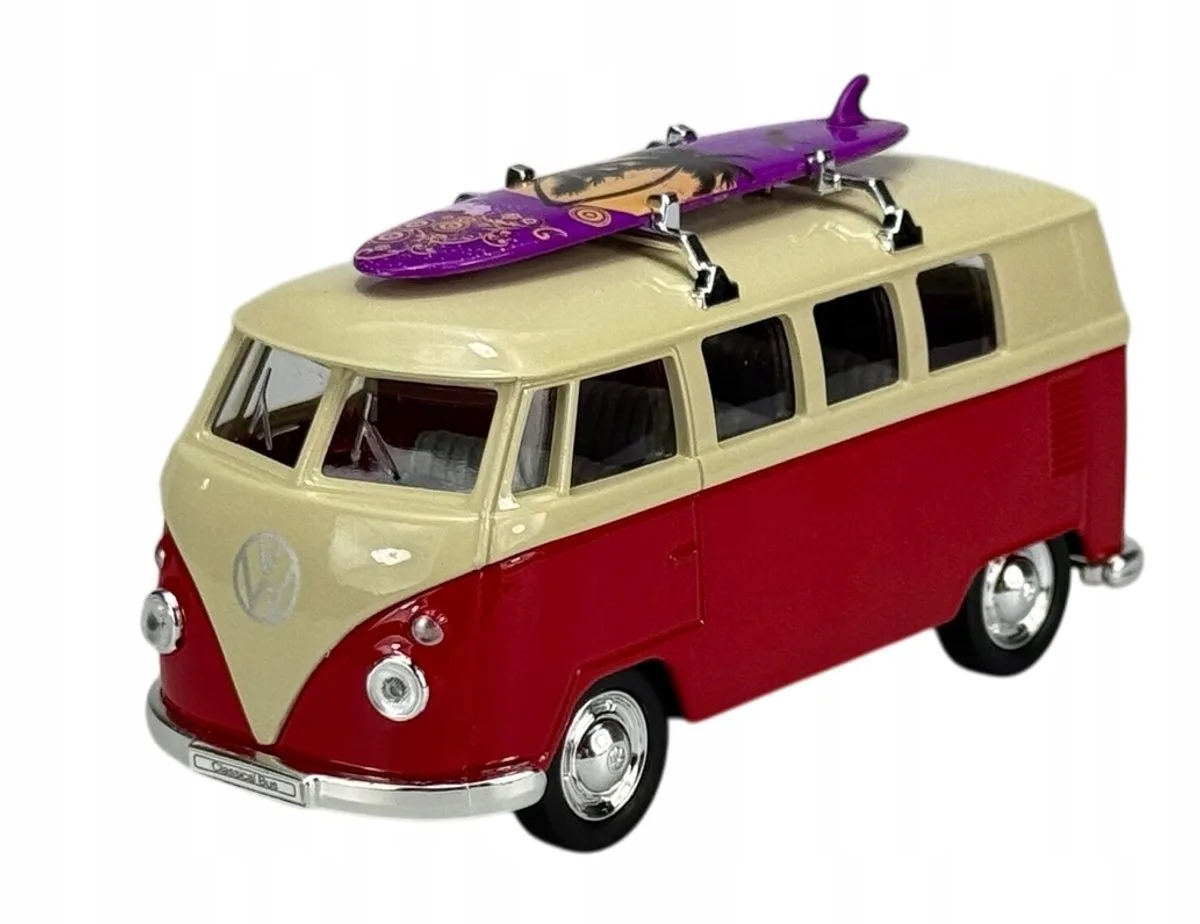 Old Timer 1963 VW Transporter T1 Bus Metaal 1:34 Wit/Rood fra Welly i Hvid – produktbillede