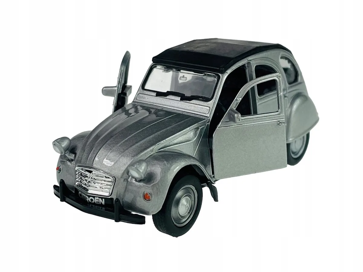 Old Timer Citroën 2CV Metaal Modelauto 1:34 fra Welly i Sølv – produktbillede