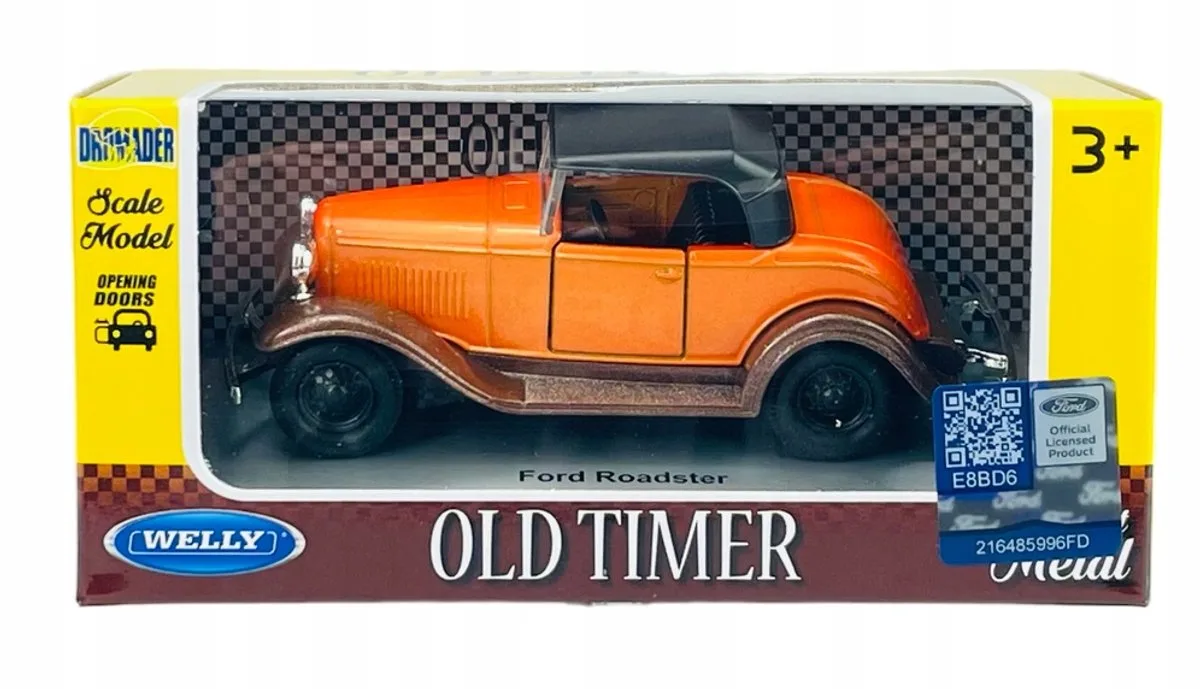 Old Timer Ford Model A Roadster Metaal 1:34 Speelgoedauto van Welly in Oranje – productfoto