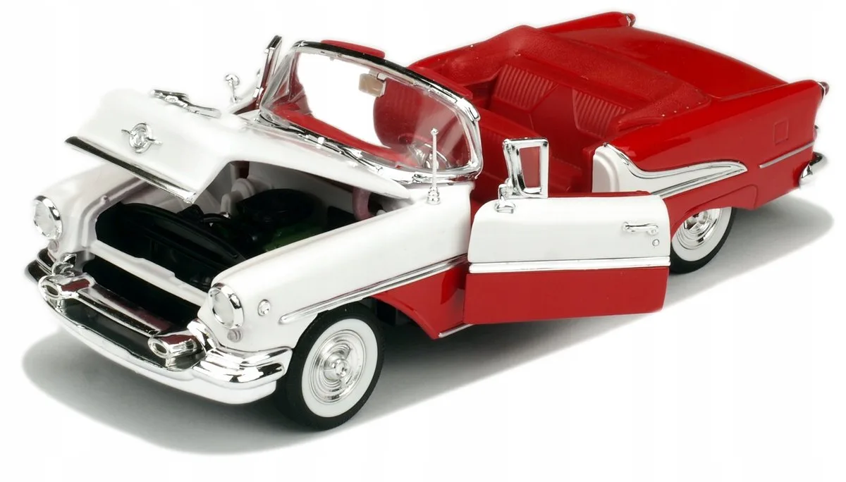 Oldsmobile Super 88 Cabriolet 1955 Modelauto Schaal 1:24 de Welly en Rouge – photo du produit