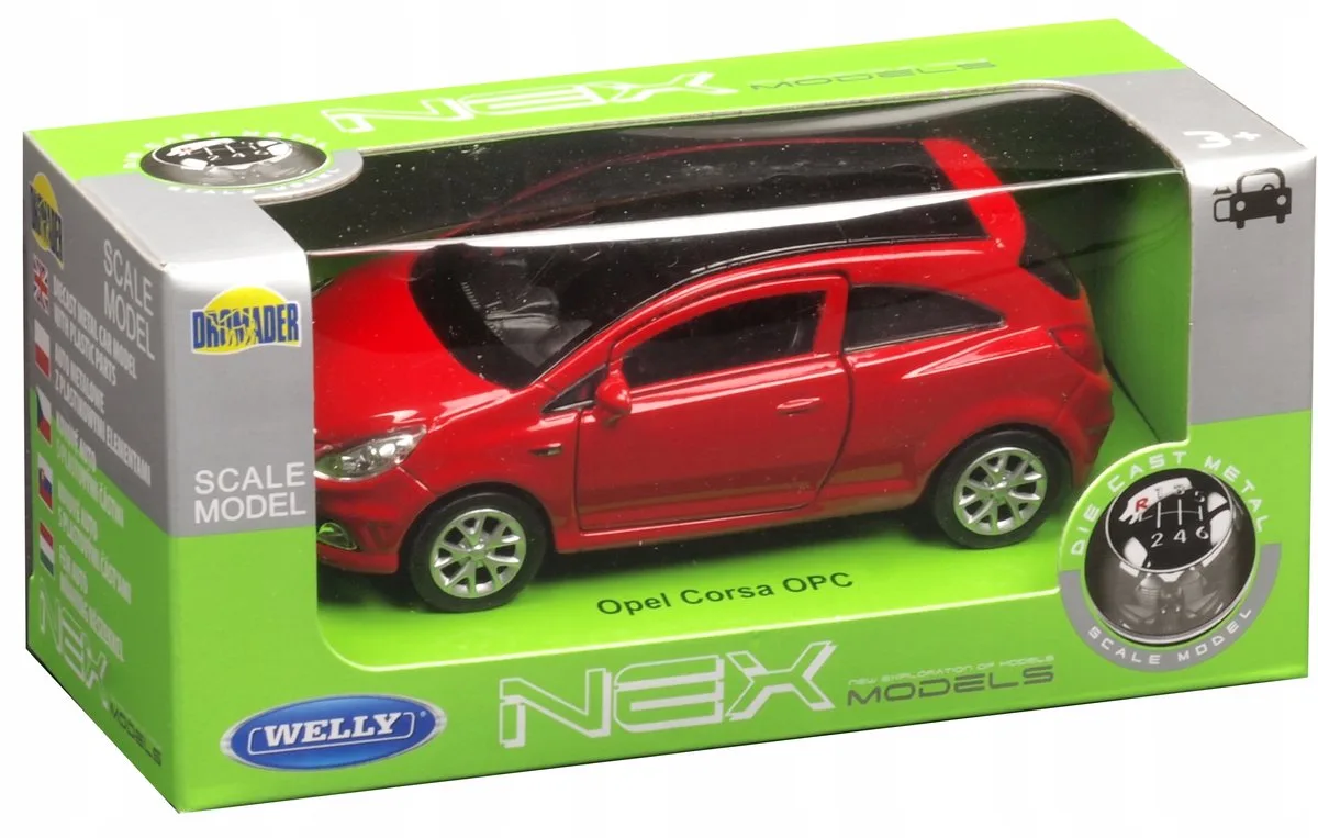 Opel Corsa OPC metalen modelauto, 1:34-1:39, rode kleur de Welly en Rouge – photo du produit