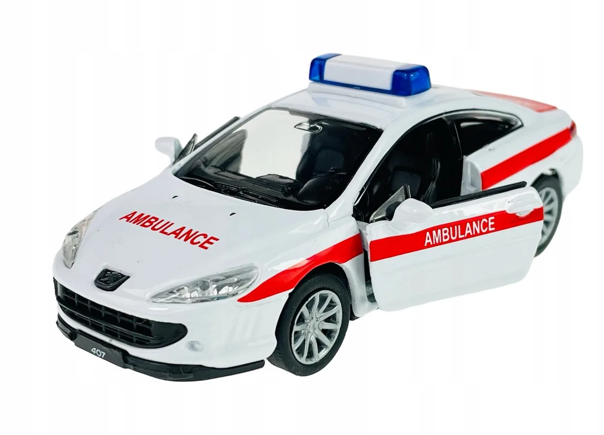 Peugeot 407 Coupe Ambulance Metaal 1:34 Model van Welly – productfoto