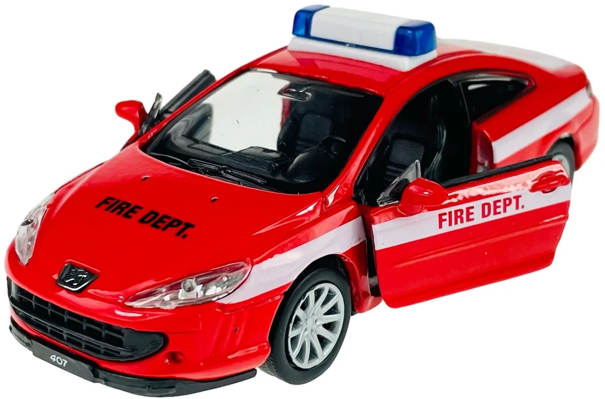Peugeot 407 Coupe Brandweer Modelauto 1:34 Metallic de Welly en Rouge – photo du produit