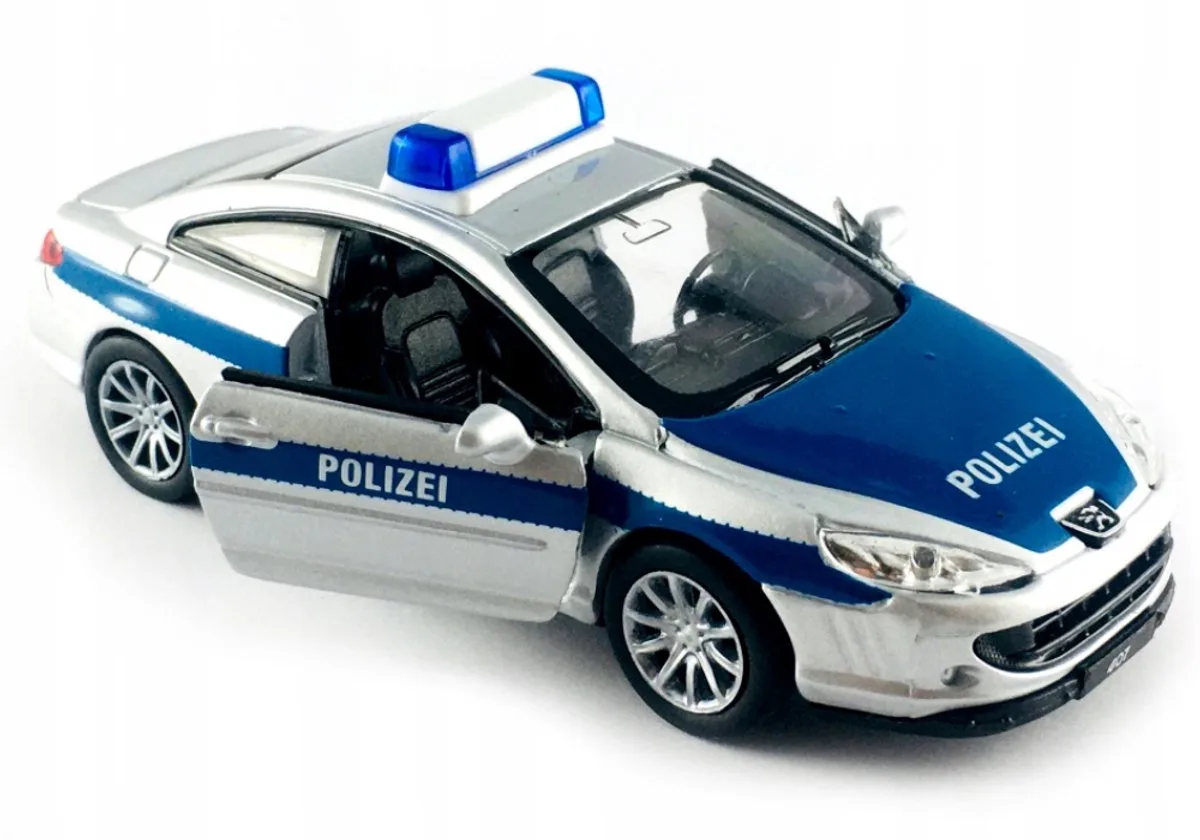 Peugeot 407 Coupe Politie Model Auto Schaal 1:34 by Welly in Blue – product photo