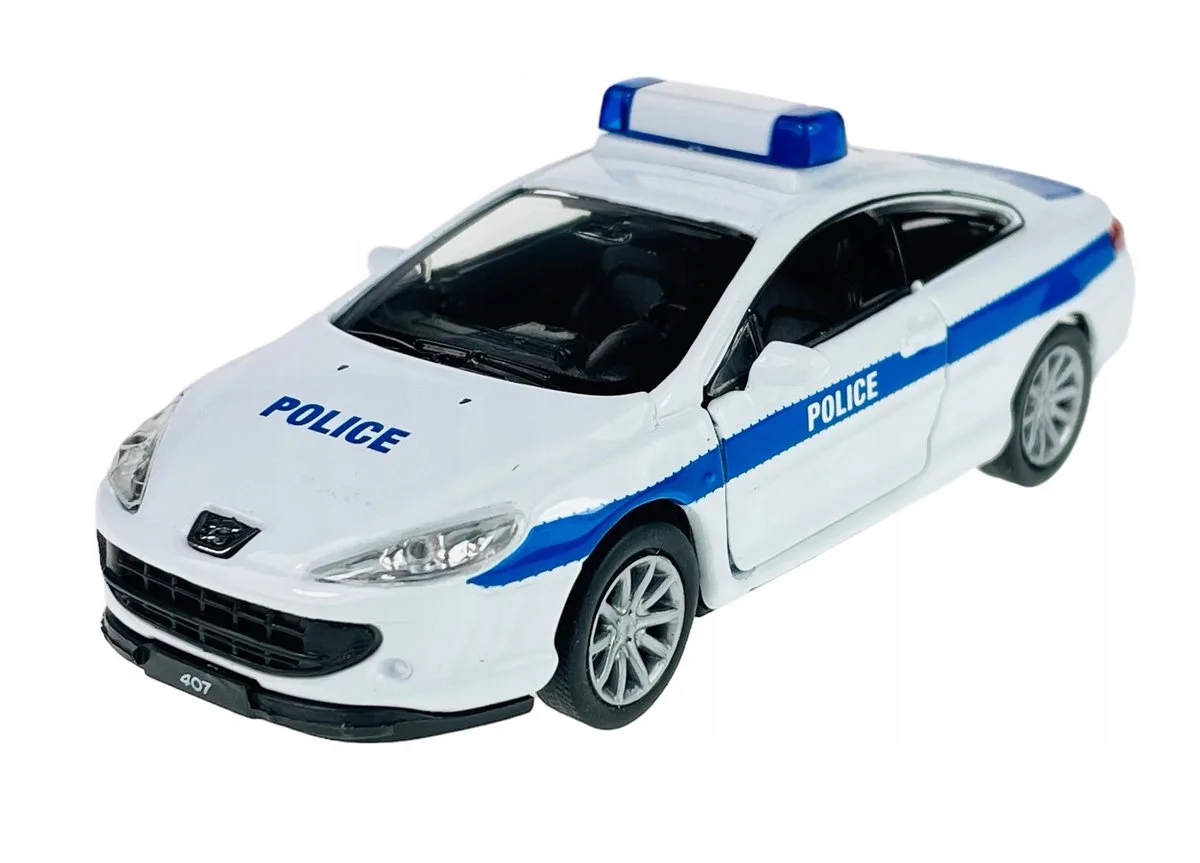 Peugeot 407 Coupé Politie Modelauto 1:34 Wit fra Welly – produktbillede