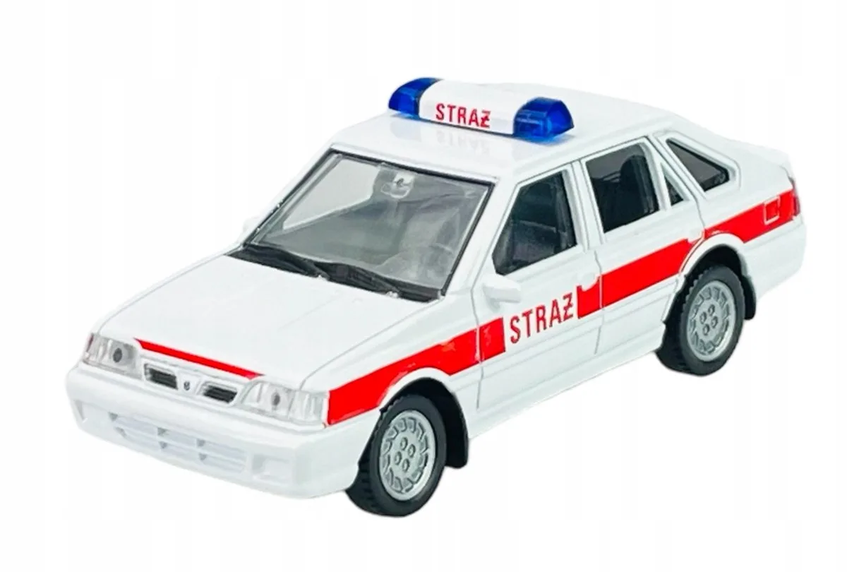 Polonez Caro Plus Brandweer Modelauto 1:43 Metaal de Welly en Blanc – photo du produit
