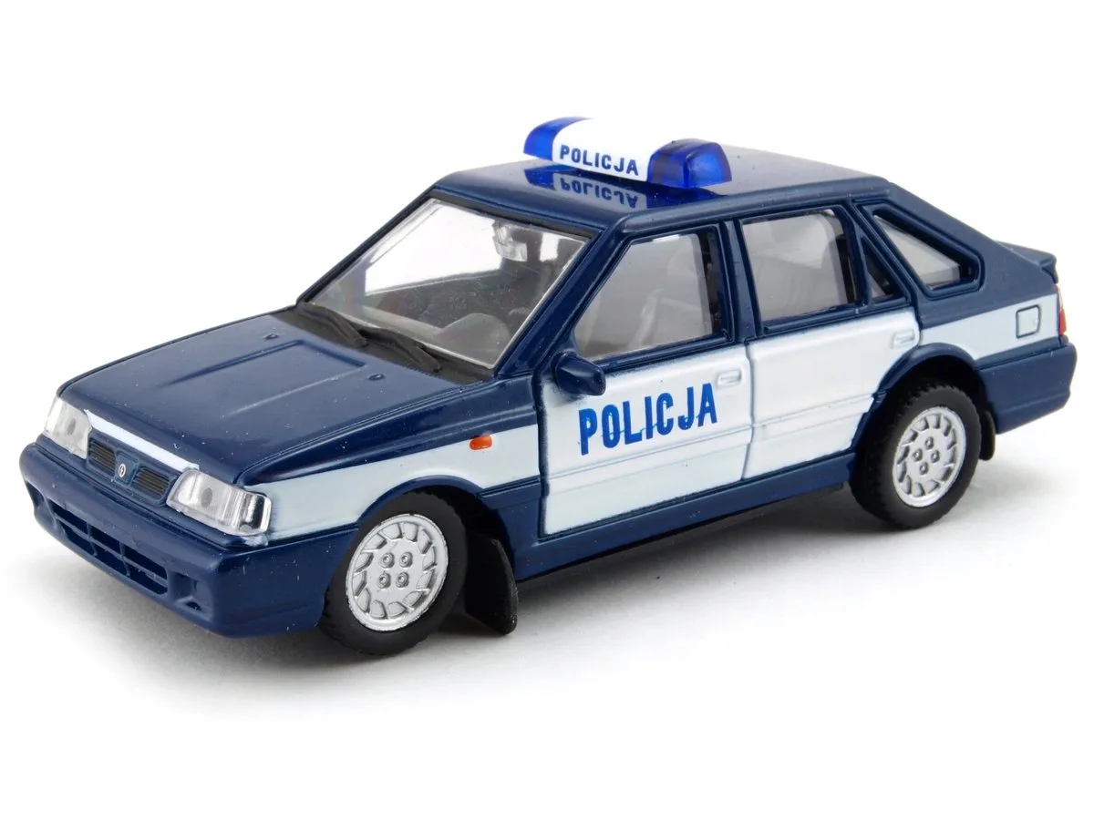 Polonez Caro Plus Witrynemodel Auto 1:43 - Politie Wit från Welly i Blå – produktbild