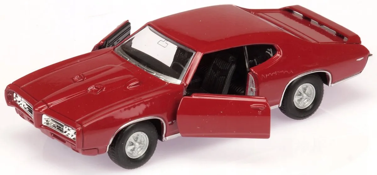 Pontiac GTO 1969 Modelauto Schaal 1:34-1:39 Metaal van Welly in Bordeauxrood – productfoto