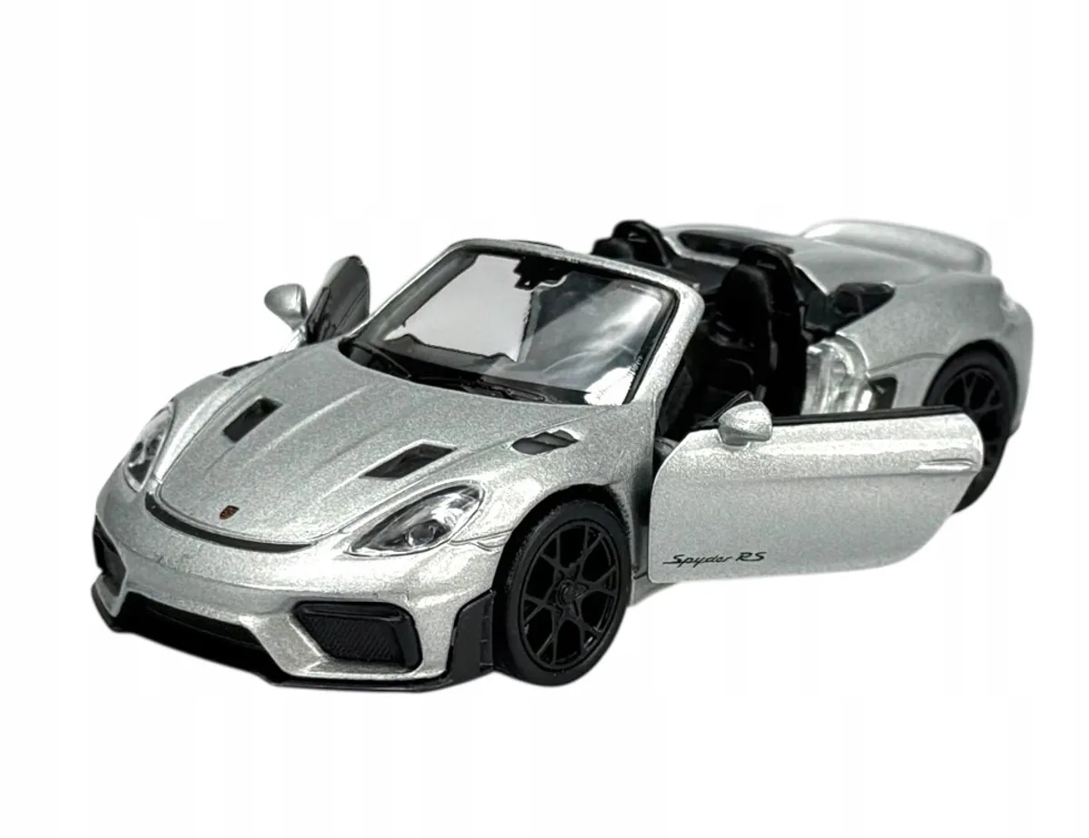 Porsche 718 Spyder RS Metaal 1:34 Model Auto fra Welly i Sølv – produktbillede