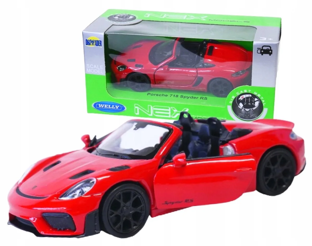 Porsche 718 Spyder RS ​​Modelauto 1:34 - Metaal de Welly en Rouge – photo du produit