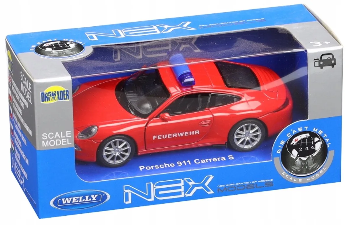 Porsche 911 Carrera S Brandweer Modelauto 1:34-1:39 de Welly en Rouge – photo du produit