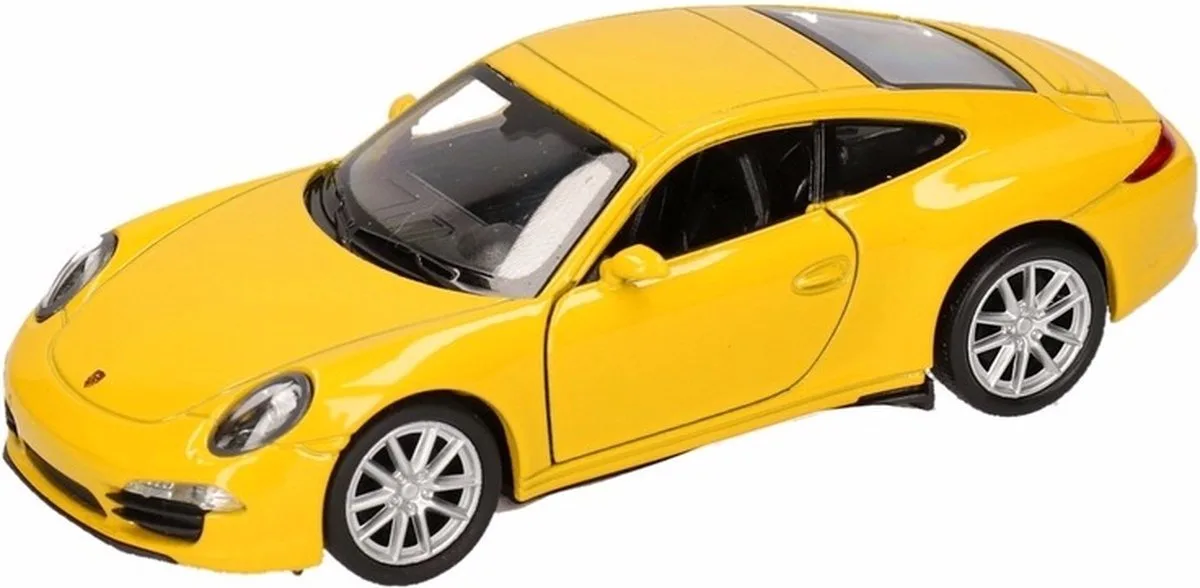Porsche 911 Carrera S - Gele speelgoed auto van metaal - 1:36 de Welly en Jaune – photo du produit
