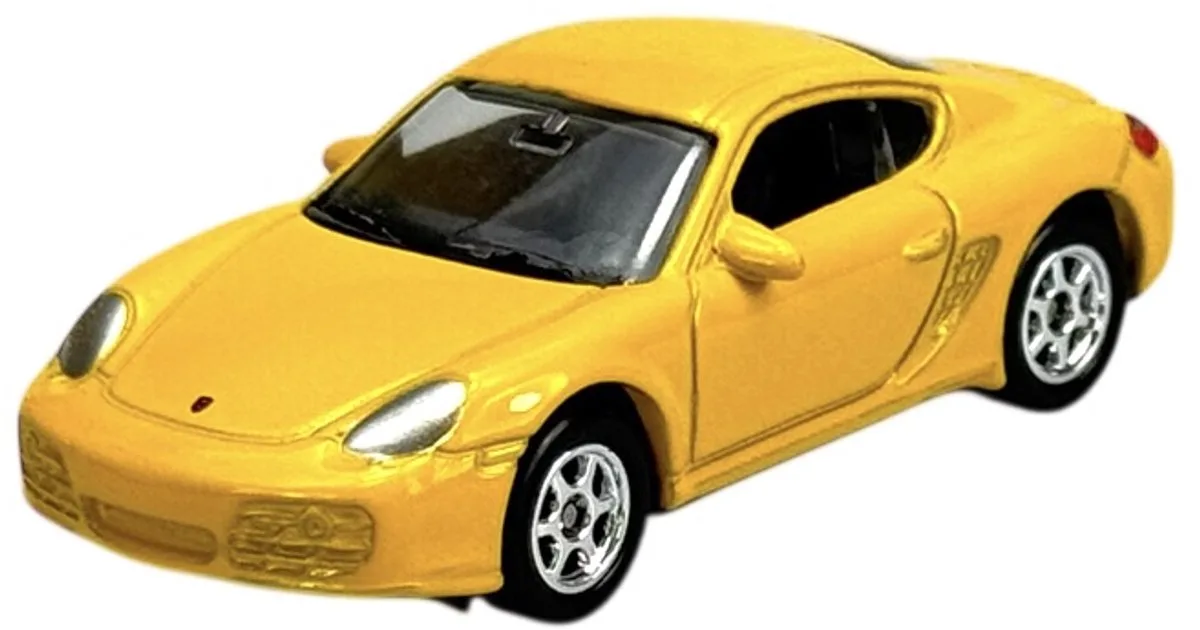 Porsche Cayman S 1:60 Metal Model Auto Nieuw fra Welly i Gul – produktbillede