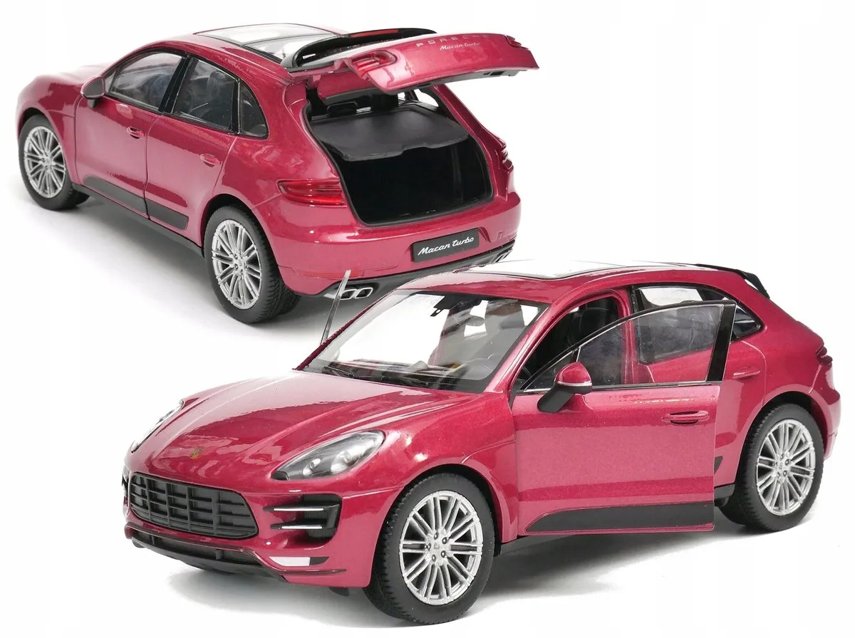 Porsche Macan Turbo 1:24 Metal Model Auto fra Welly i Bordeaux Rood – produktbillede