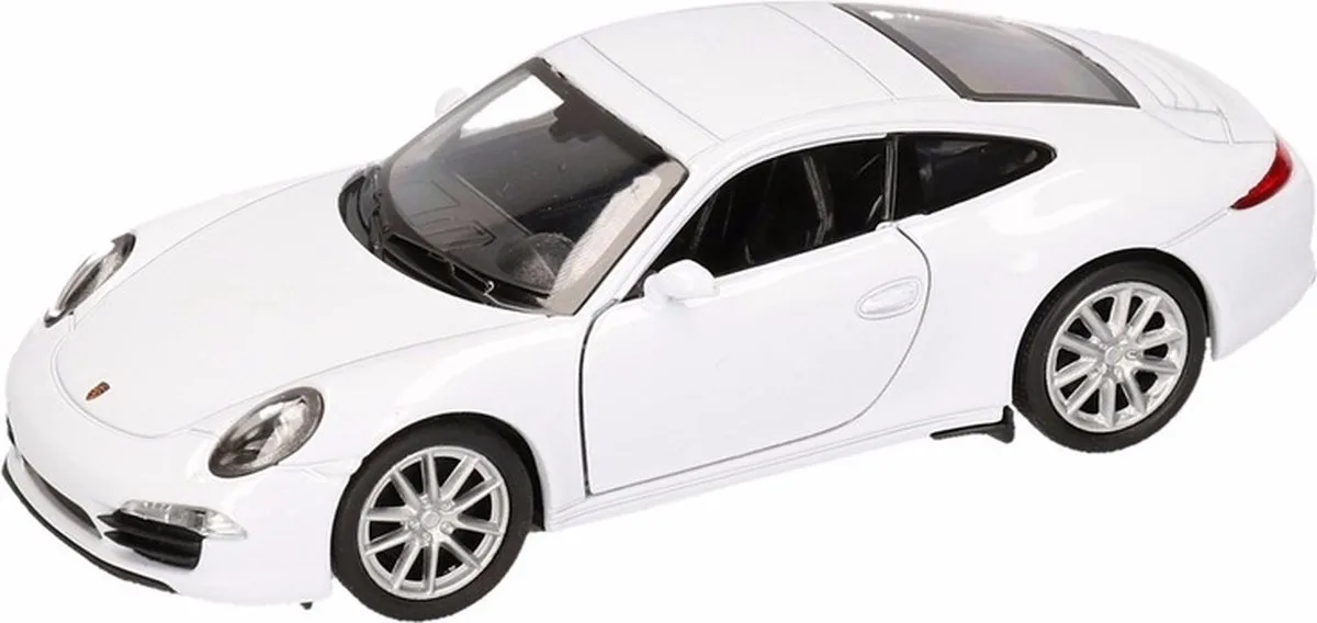 Porsche modelauto - 911 Carrera S - speelgoed auto - 1:36 - 12 cm fra Welly i Hvid – produktbillede