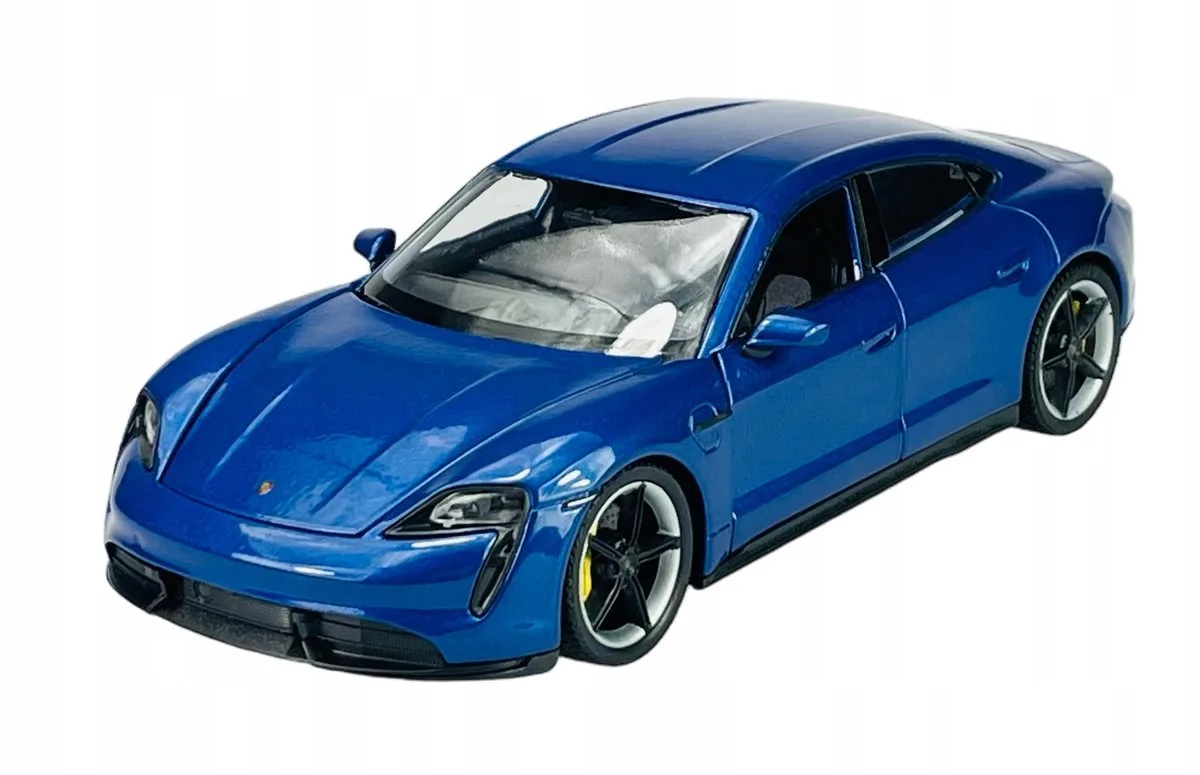 Porsche Taycan Turbo S 1:24 Metalen Model Auto Nieuw fra Welly i Blå – produktbillede