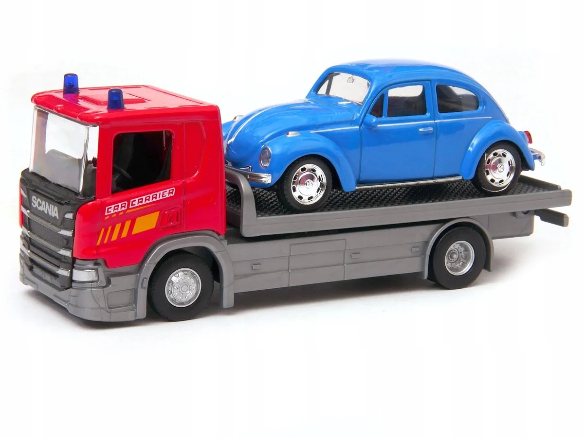 Scania P320 Vrachtwagen & VW Kever Diecast Model 1:64 & 1:43 de Welly en Gris – photo du produit