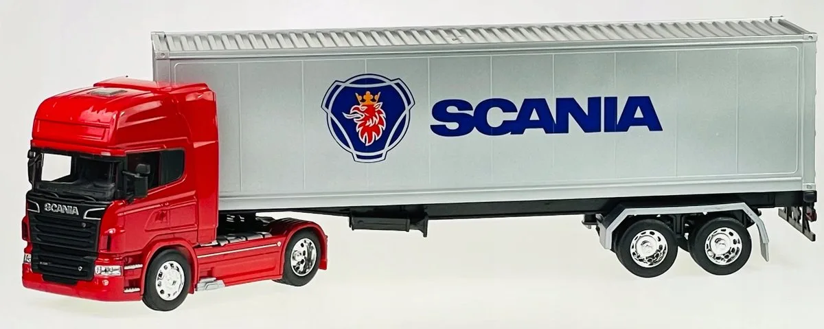 Scania V8 R730 Vrachtwagen met Trailer Metaal 1:32 Rood fra Welly – produktbillede