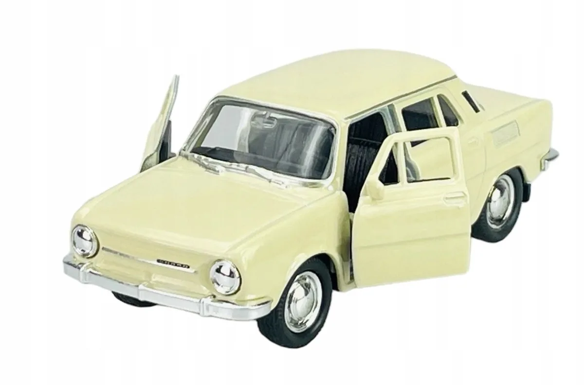 Skoda 100 Metaal Modelauto 1:34 Nieuw från Welly i Beige – produktbild