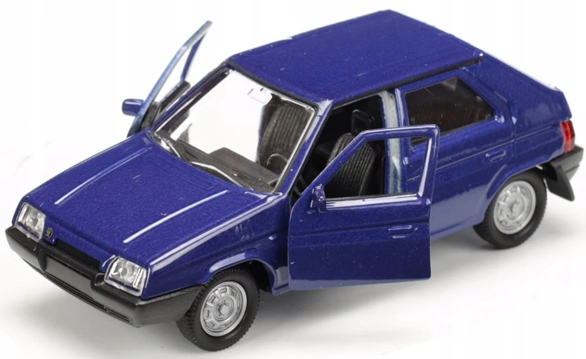 Skoda Favorit Metal Model Auto 1:34-1:39 by Welly in Blue – product photo