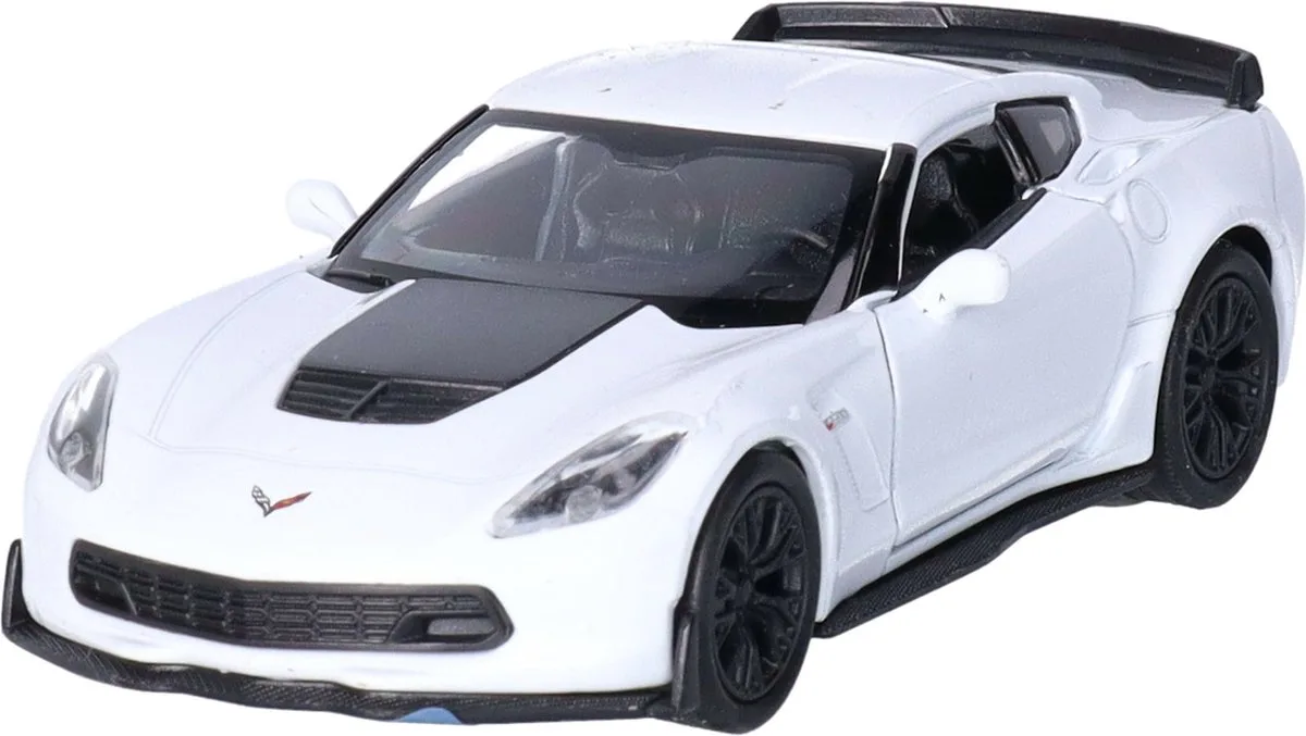 Speelgoed Chevrolet auto - die-cast metaal - 11 cm - Model Corvette de Welly en Blanc – photo du produit