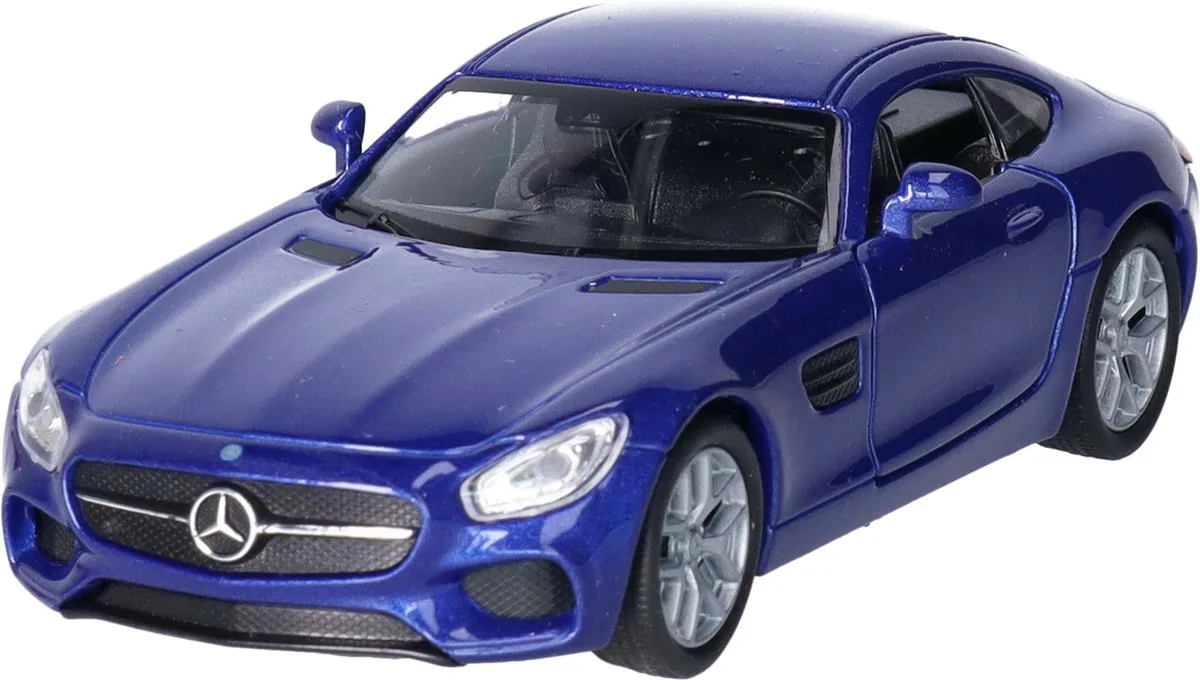 Speelgoed Mercedes Benz auto - die-cast metaal - 11 cm - Model AMG GT von Welly in Blau – Produktfoto